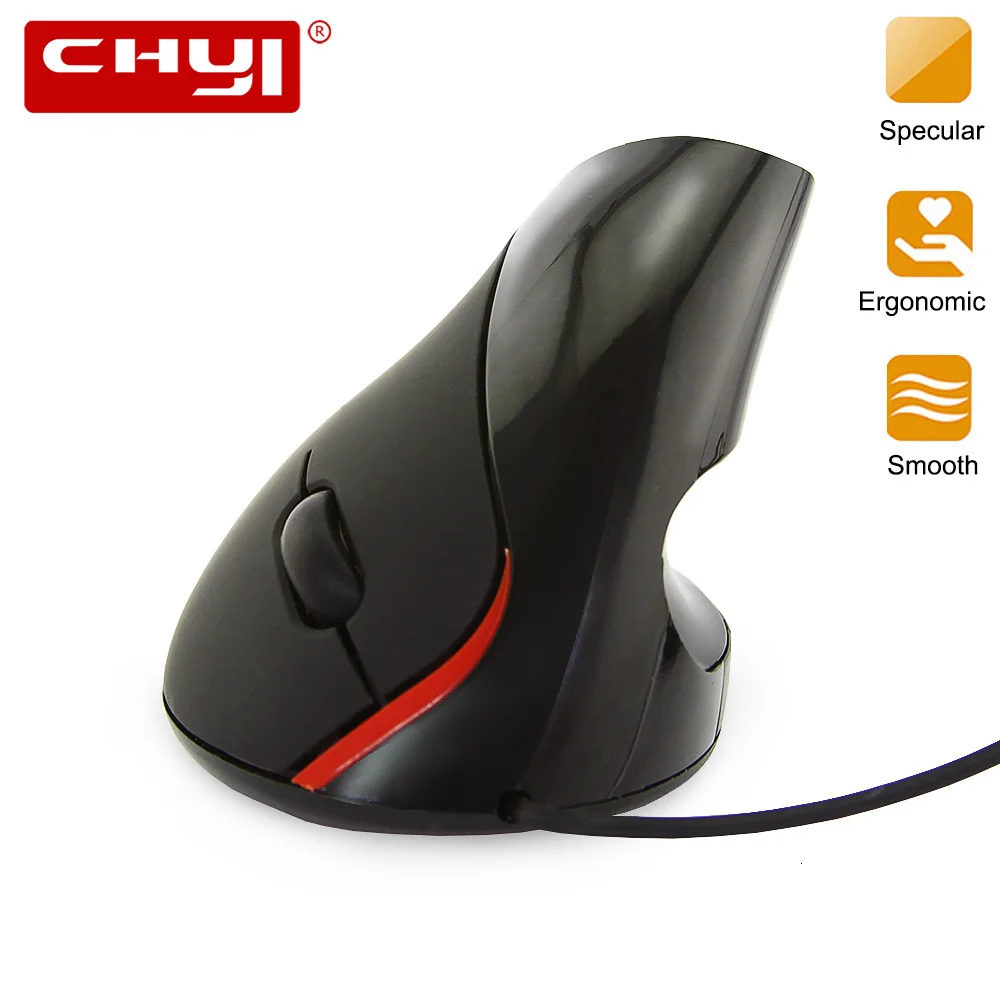 Проводная оптическая компьютерная мышь CHYI, эргономичная Вертикальная USB мышь 1600DP, геймерские мыши для дома и офиса с ковриком для мыши для ноутбука и настольного компьютера