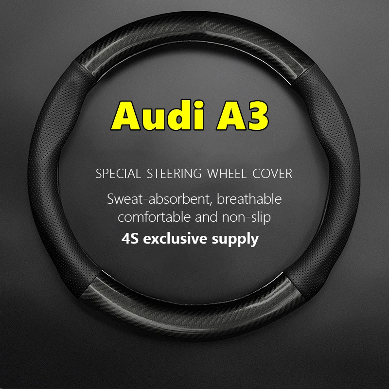 

Leather Carbon Fiber Car Steering Wheel Cover For Audi A3 Sportback Limousine 35 40 TFSI 2015 2016 2017 2018 2019 2020 2021 2022