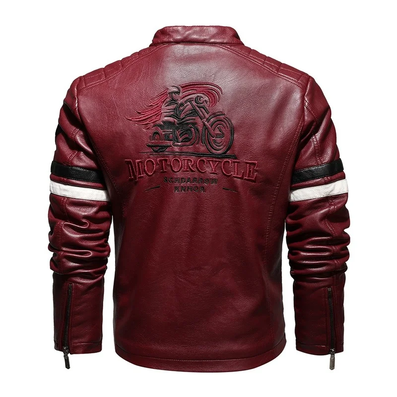 

New Motorcycle Jacket For Men In Autumn/Winter 2022 Fashion Casual Leather Embroidered Aviator Jacket In Winter Velvet Pu Jacke