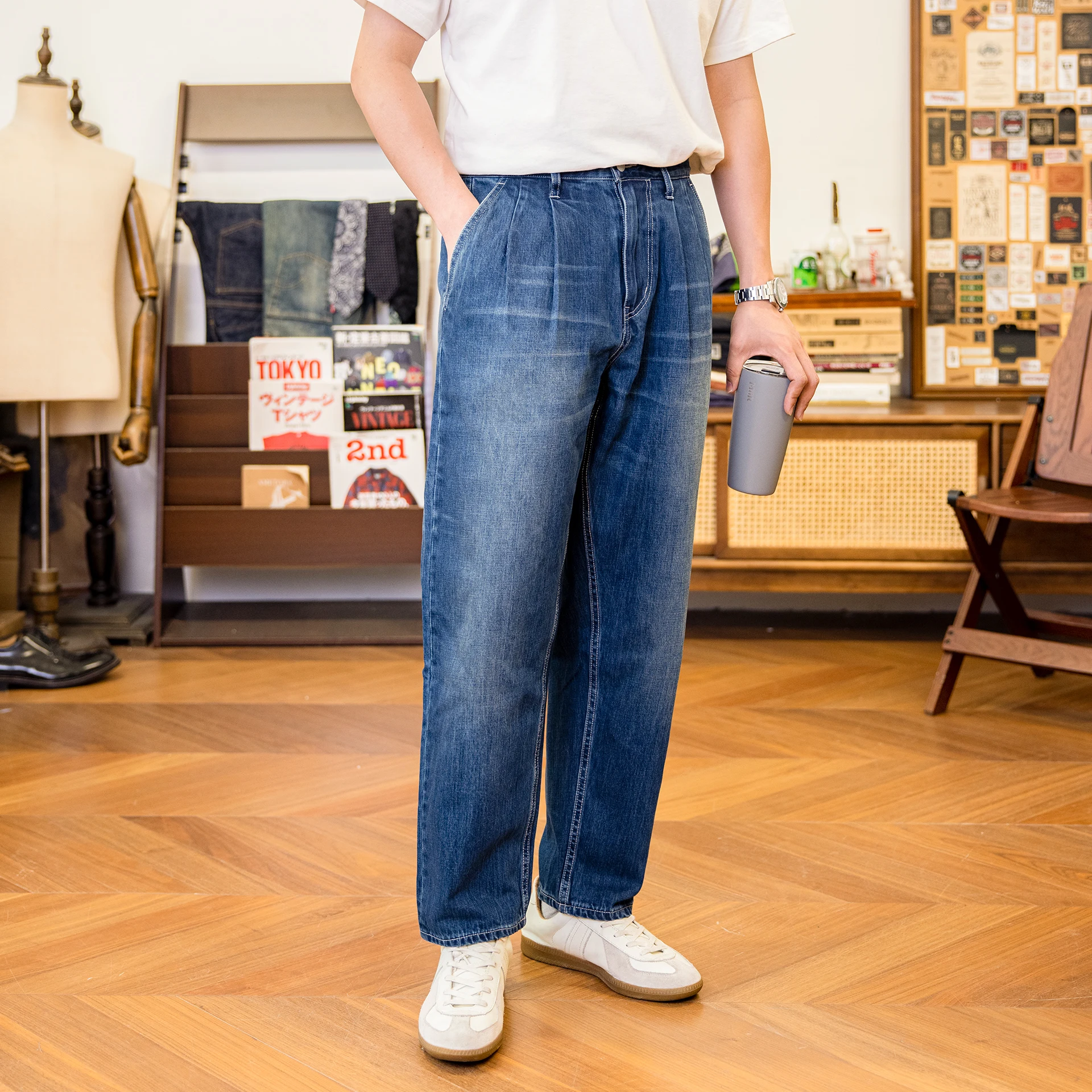 Джинсы RedTornado супер тяжелые 15 унций штаны цвета индиго потертые санформированные