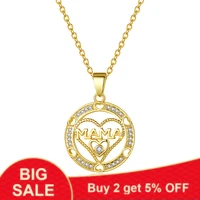 high quality new mothers day jewelry gifts chic heart shaped micro inlaid zircon mama pendant necklaces for mom