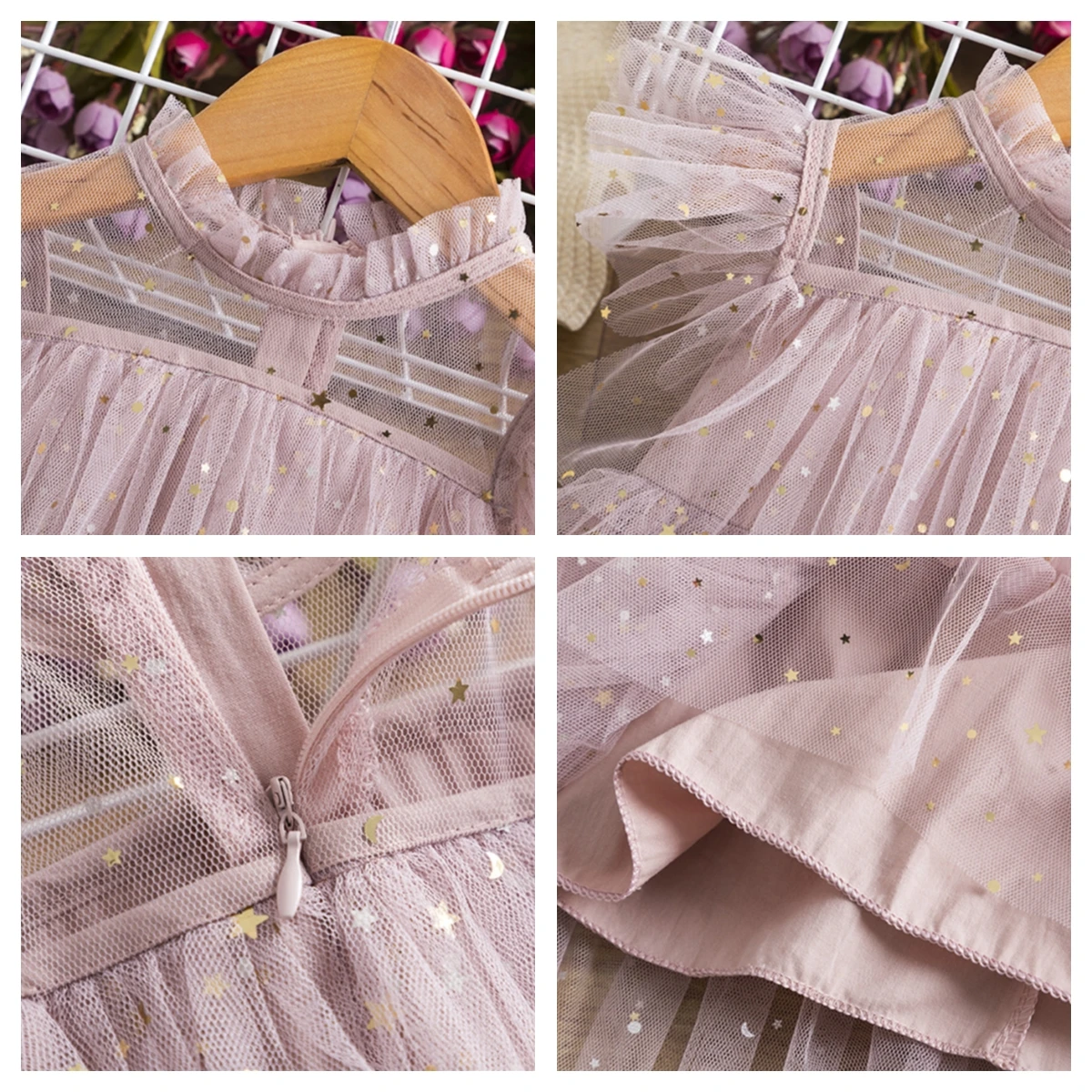 Детское многослойное платье-пачка с блестками оборками |