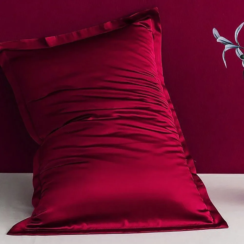 

Custom Logo Label High Quality Breathable Silk Bedding Set 100% Pure Mulberry Silk Pillow Case Luxury Solid Color 02
