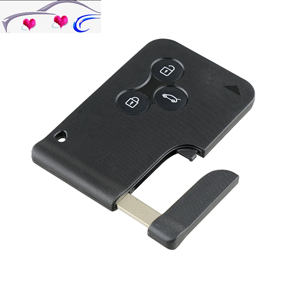 

Replacement 3 Button Smart Card For Renault Clio Logan Megane 2 3 Koleos Scenic Card Case Black Car Key Fob Shell With Small Key