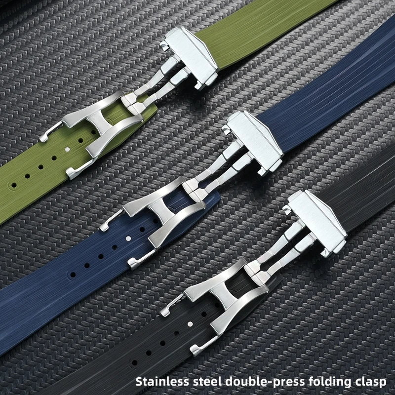 Фото Ремешок для часов из фторкаучука с изогнутым концом 21 мм 22 мм для Longines CONQUEST GMT L3.790/L3.890, ремешок для часов, браслет для мужского циферблата 41/43 мм №5