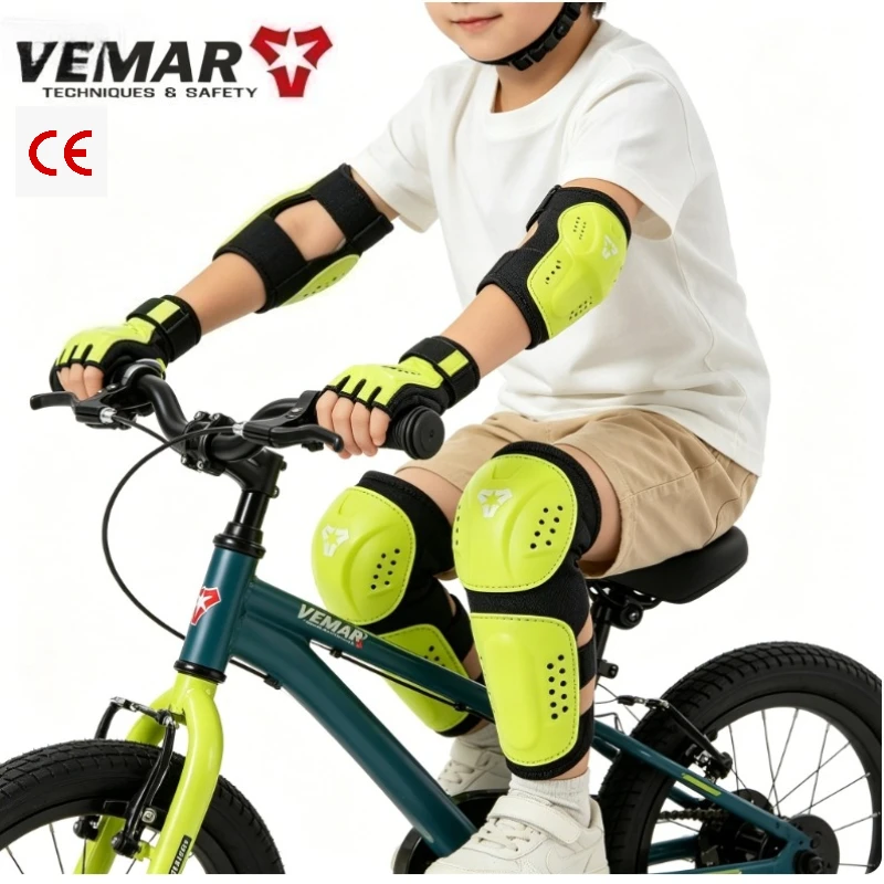 Фото Защитный комплект для детей Safety Guard Moto: налокотники и наколенники для мотоциклов, велосипедов и катания на роликах, оранжевый/черный/флуоресцентно-зеленый №1