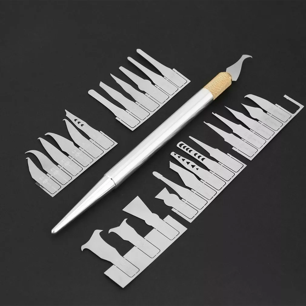 

2023New 27 In 1 Phone Repair Tool Set CPU BGA Chip Remove Tool Pry Knife Handle With 27pcs Knives Craft Cutting Knife Carving Fo