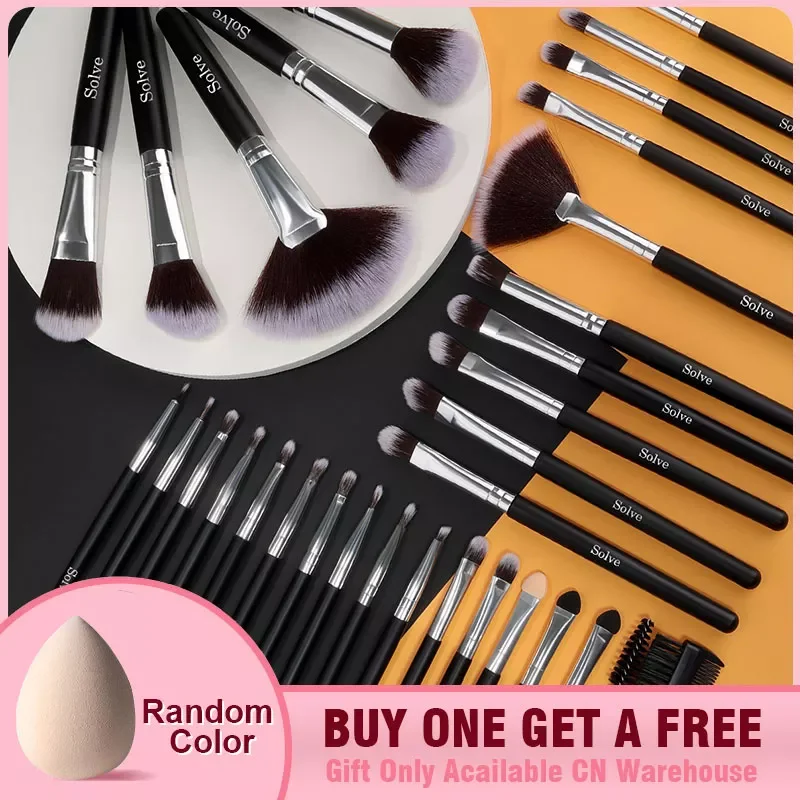 

NEW2023 Style Black 32pcs Makeup Brushes Set Premium Soft Cosmetic Powder Blending Foundation Eyeshadow Blush Brush Set Kit