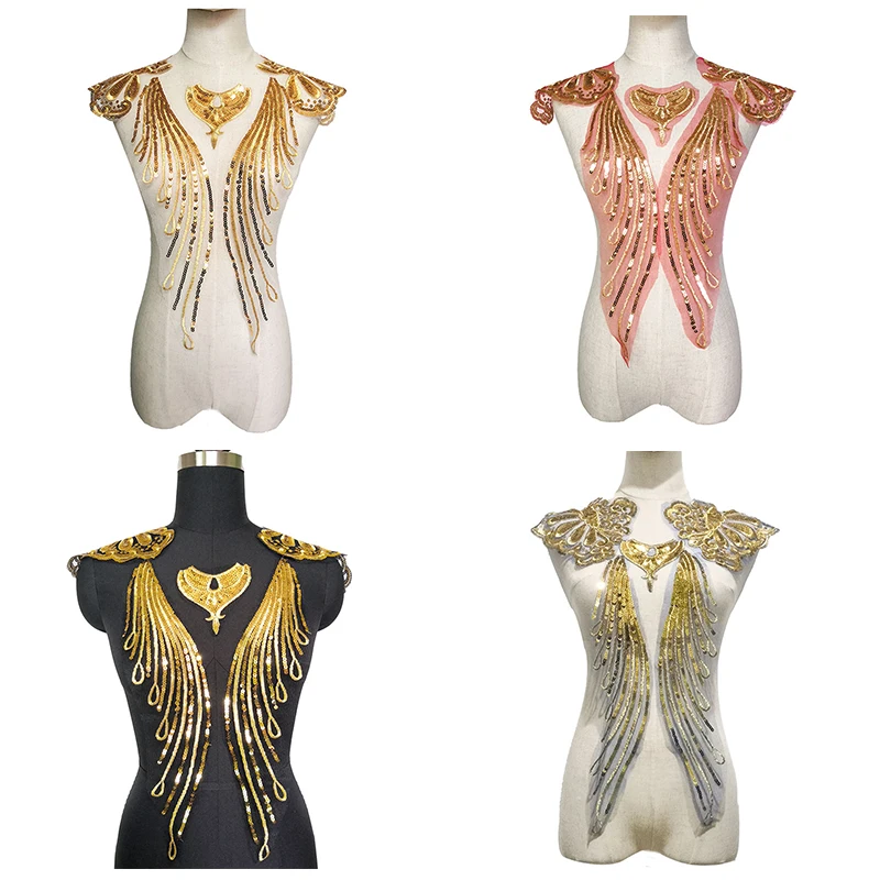 

Вышивка, шитье, золотые блестки, искусственный воротник, аксессуары для одежды, ткань Нобелевского платья, нашивки «сделай сам», Декор, свад...