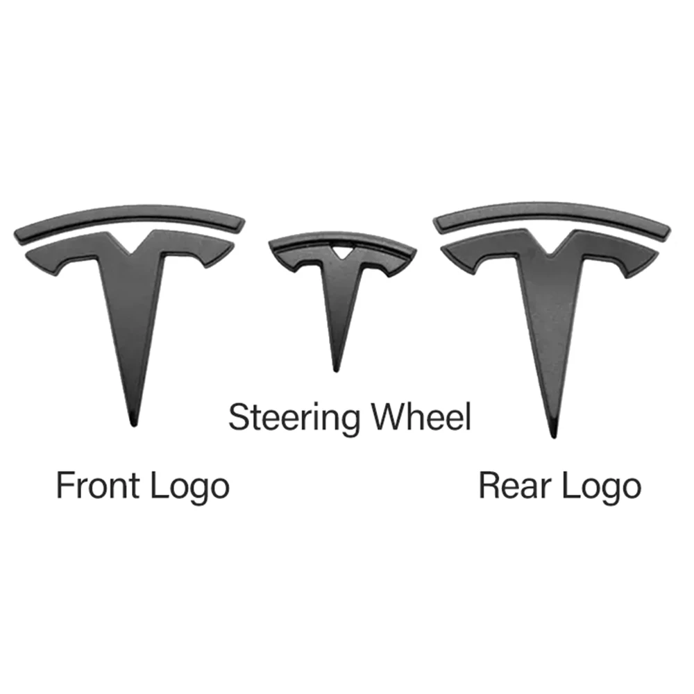 

For Tesla Model 3/Y 2021 Car Logo Cover ABS Carbon Fiber Sticker 3PCS/Set Steering Wheel/ Front Trunk / Rear Trunk Logo Sticker