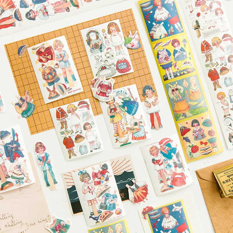 

2 листа/Упаковка бумажная лента Washi томатные куклы одежда серия альбом дневник DIY декоративные кавайные Стикеры с клами