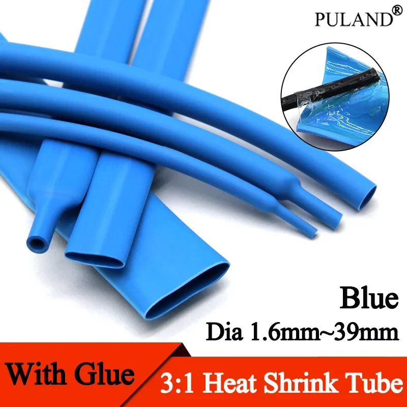 

1 ~ 10 м синяя термоусадочная трубка 1,6 ~ 39 мм 3:1 с клеем, двойная стенка, проволока с клейкой подкладкой, полиолефиновая кабельная муфта, водонепроницаемая