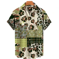 2022 3d abstract print hawaiian shirt mens summer fashion mens clothing loose breathable micro elastic shirt top short sleeve