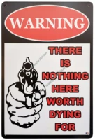 warning there is nothing here worth dying for retro vintage bar metal tin sign 12x8 inches vintage decor room decor