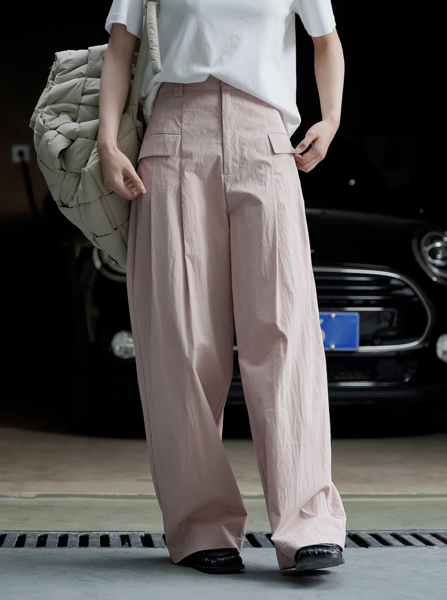 Spring Women's Casual Solid High Waist Loose Wide Leg Pants