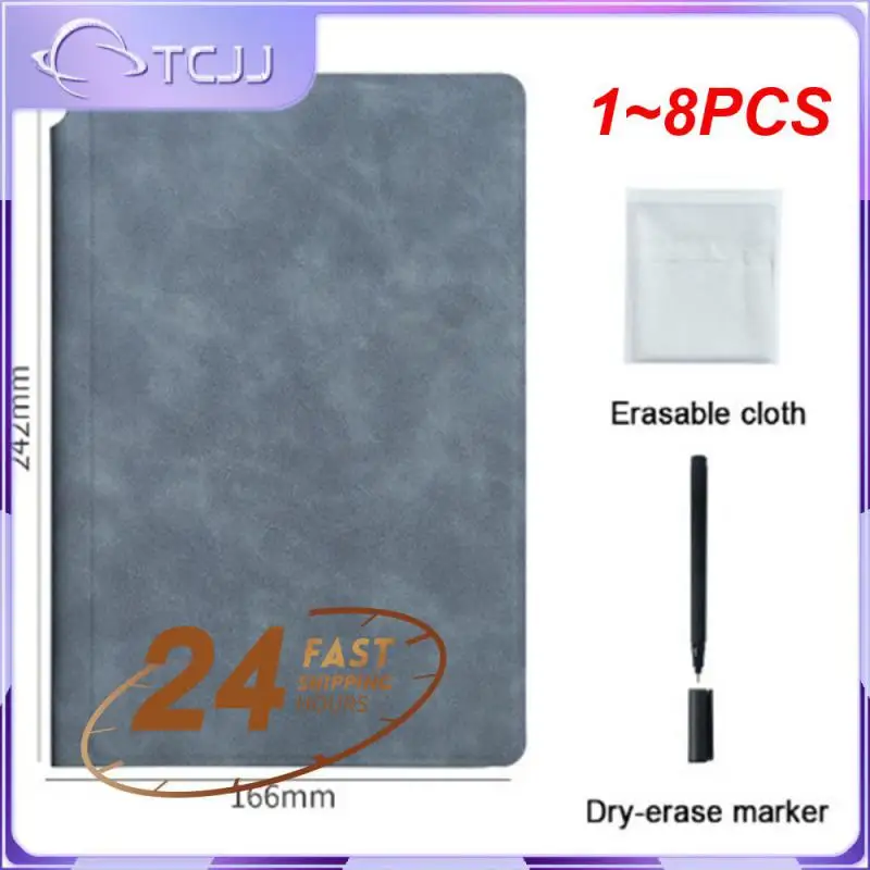 

1~8PCS Reusable Whiteboard Notebook Leather Memo Free Whiteboard Pen Erasing Cloth Weekly Planner Portable Stylish Office