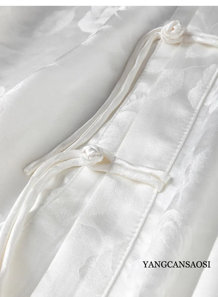 32 мм тяжелый 100% натуральный шелковый жаккардовый атлас Гардения белый чайный