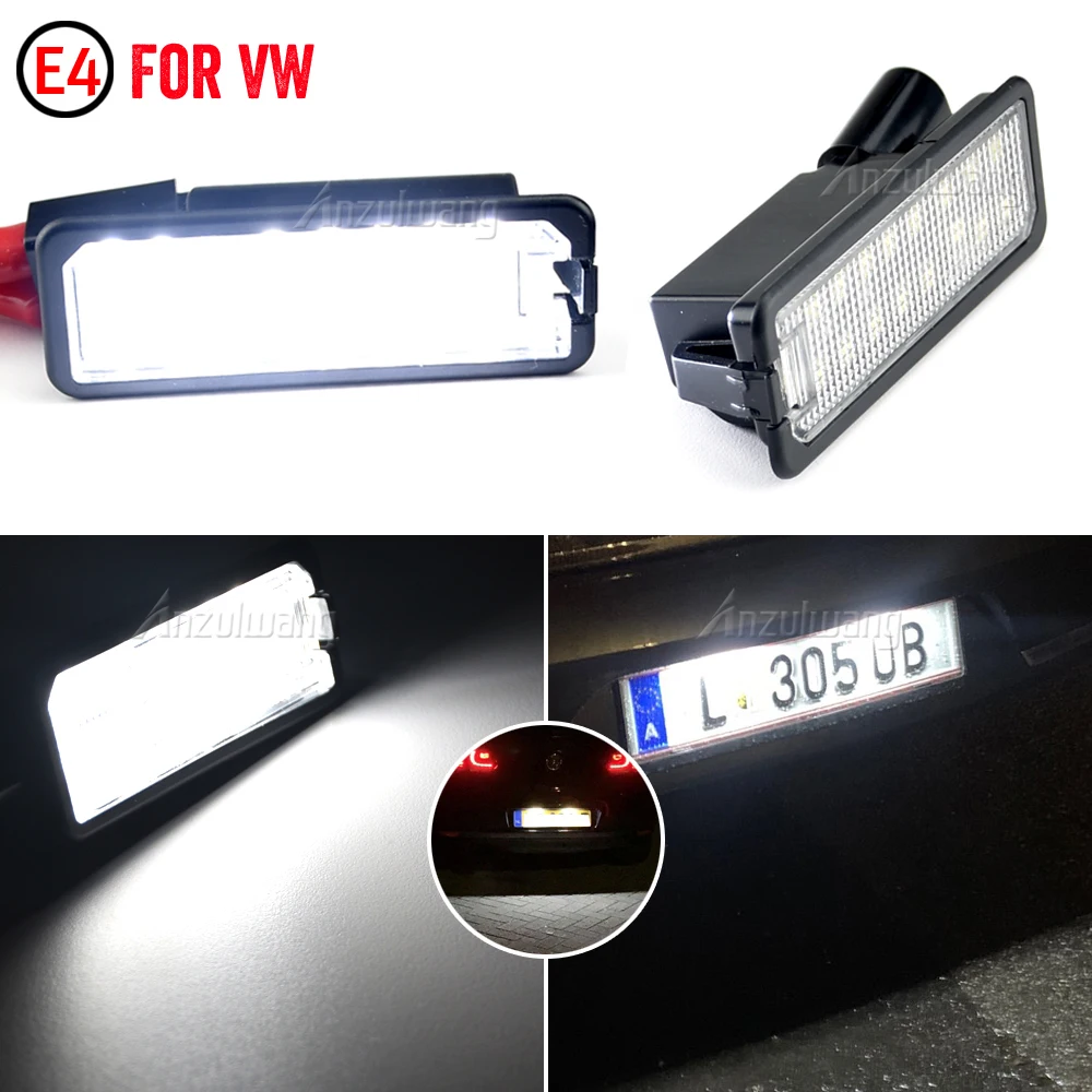 

2Pcs 12V 5W LED Number License Plate Light Lamps for VW GOLF 4 5 6 Polo 9N for SEAT Car License Plate Lights Exterior Access