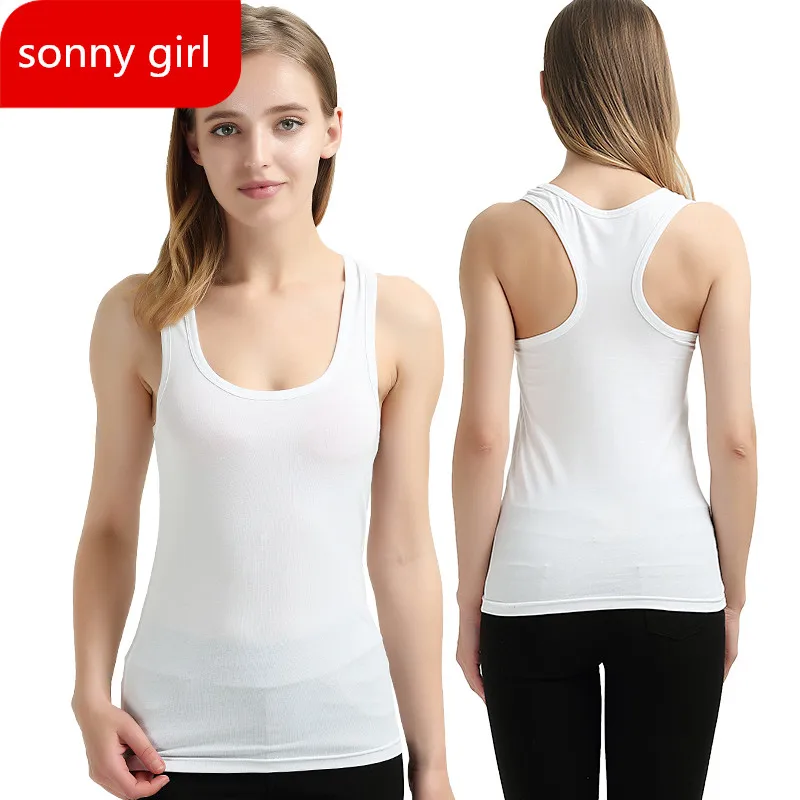 

95% Cotton & 5% Spandex Women Tank Top Summer Solid Sport Skinny Tees I Shape Vest Black White Casual Singlet Soft Underwear