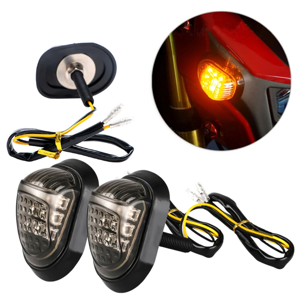 2Pcs Motorcycle LED Flush Mount Turn Signal Light Indicators Flasher Universal 12V Amber Turn Signals Light