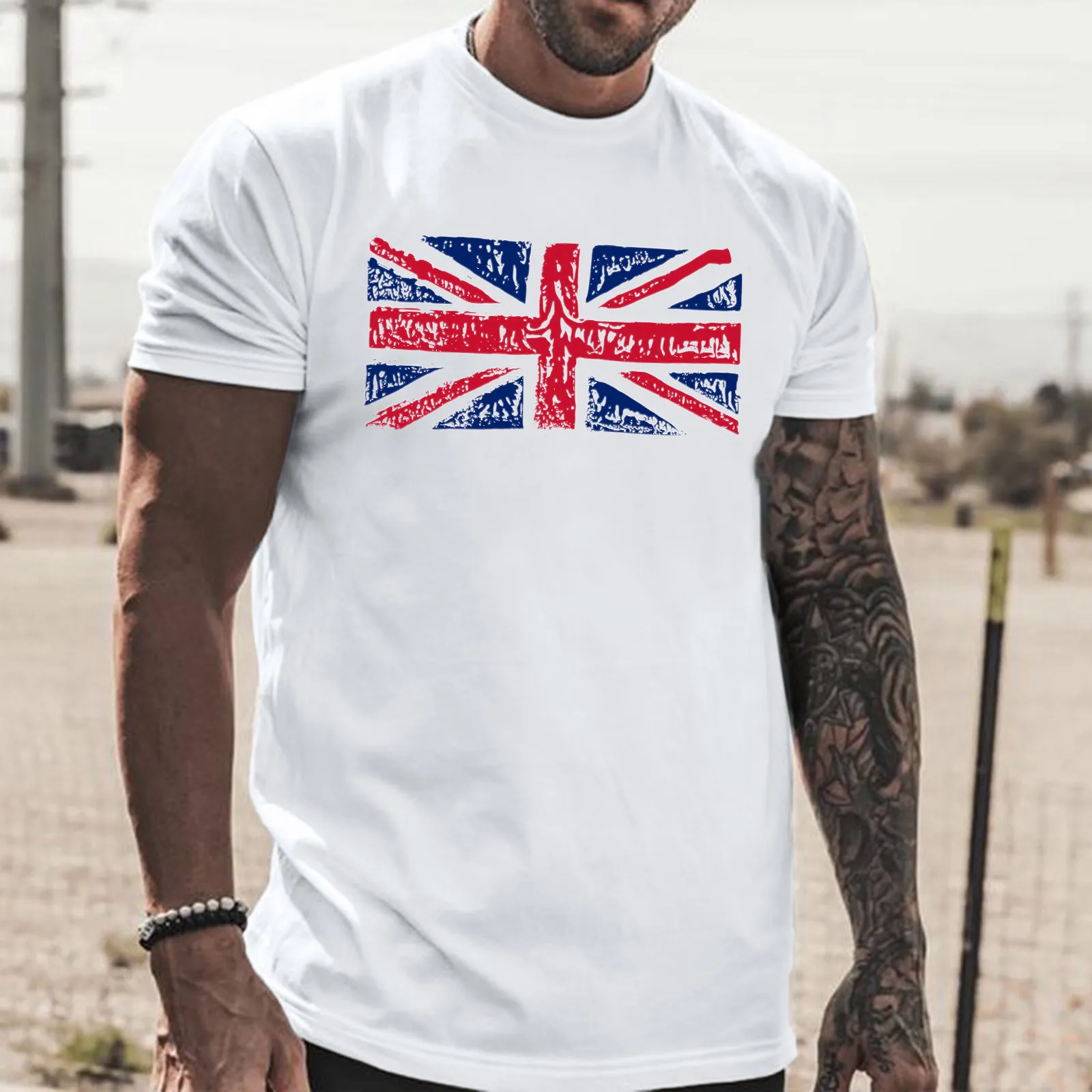 

Мужские носки, Размер 10-13, мужская летняя футболка с принтом английского флага, блузка с круглым вырезом, топы с коротким рукавом, футболка