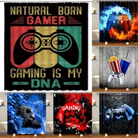 gamer shower curtain modern game console game controller funny video game boys creative cool bathroom curtain set with hook