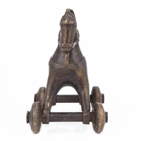 handmade decorative indian antique bronze brass horse on wheel sculptures figurine home decor gift items 14 x 9 cm sbg 308