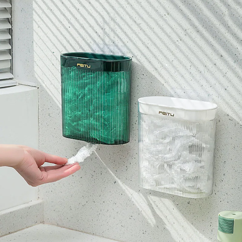 

Wall Mount Cling Film Storage Box Grocery Bag Holder Fridge Food Fresh-keep Wrap Organizer Transparent Shower Cap Dispenser