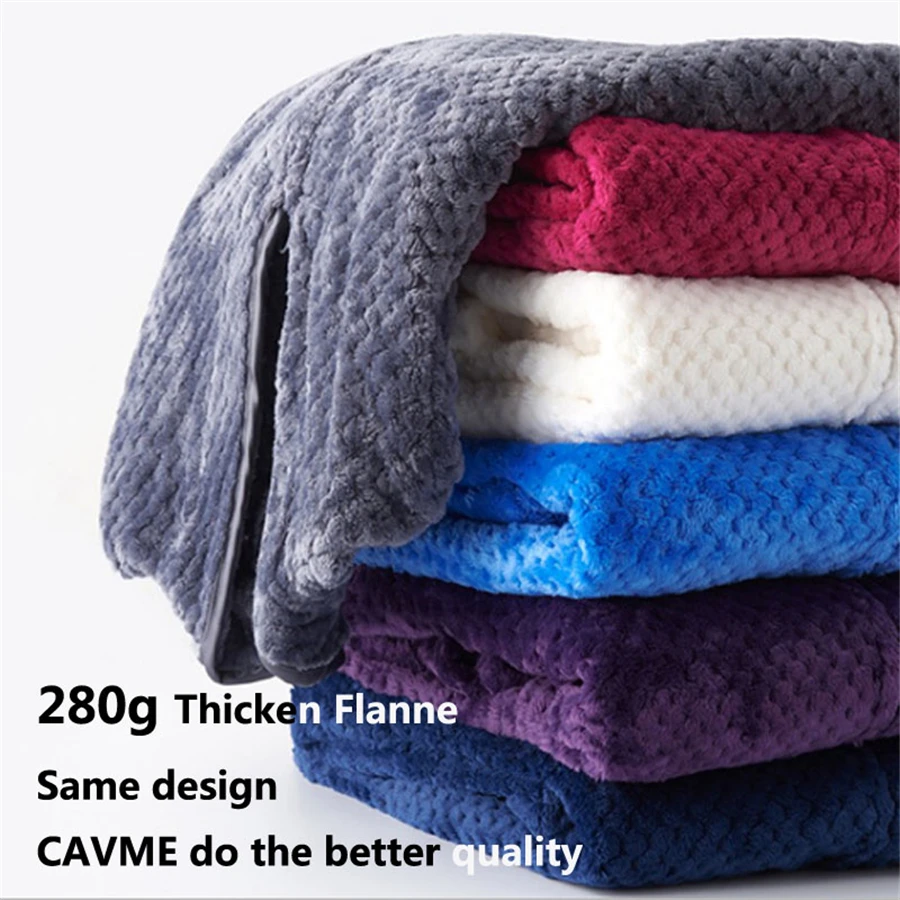 CAVME Plus Size Zipper Flannel Robe for Lover Pregant Ladies Kimono Winter Bathrobe Nightgown Custom Letters Men's Long Robe