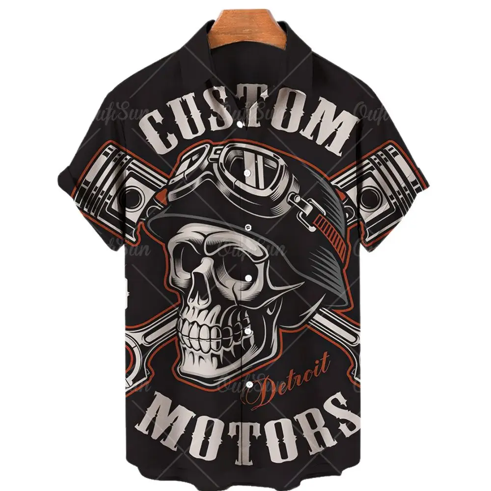 

Men's Hawaiian Shirts Retro Shirts 2022 Horror Skull Summer 3d Fashion Shirts Casual Lapel Short Sleeves Loose Breathable Tops