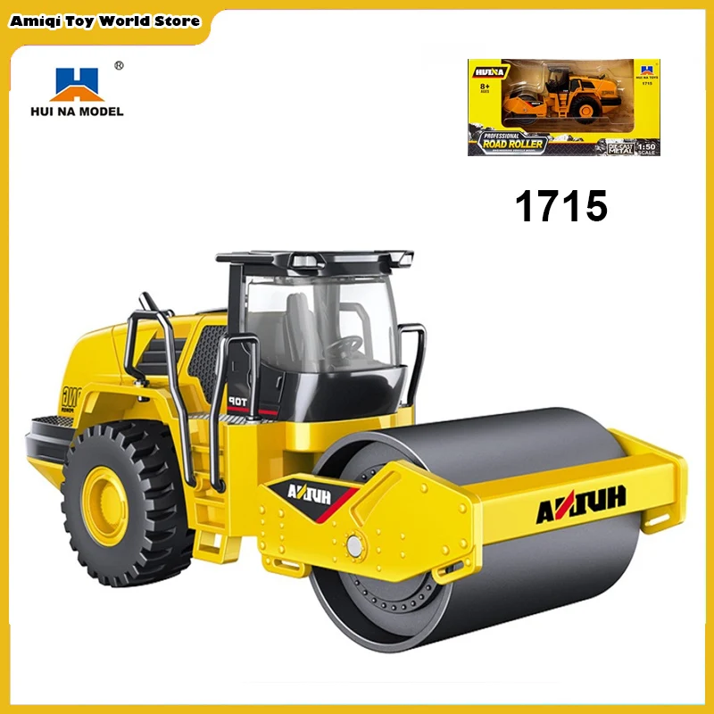 

Модель автомобиля Huina 1715 Play из металлического сплава, литый под давлением в масштабе 1:50, дорожный каток, строительные игрушки для мальчиков