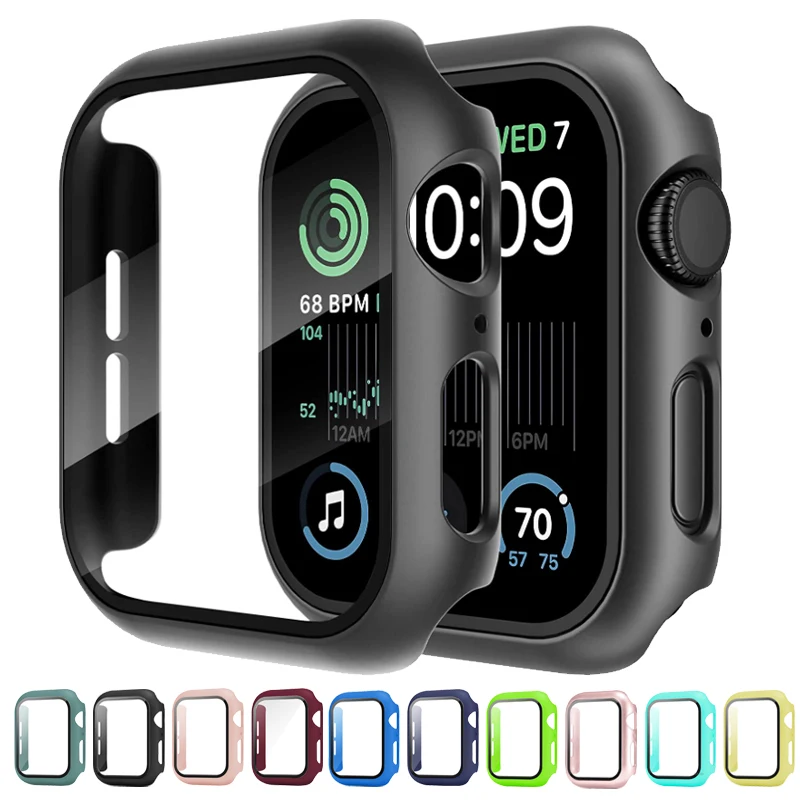 

Case with Tempered Glass Screen Protector for Apple Watch Case 8/7/6/SE/5/4/3 iWatch Protective Cover 45mm 41mm 44mm 40 42 38mm
