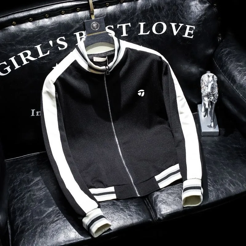 

Autumn New Golf Jacket Men Golf Clothes Striped Sweatshirt Sport Malbon Golf Golf Wear Casual Fashion Loose Stand Collar Coat