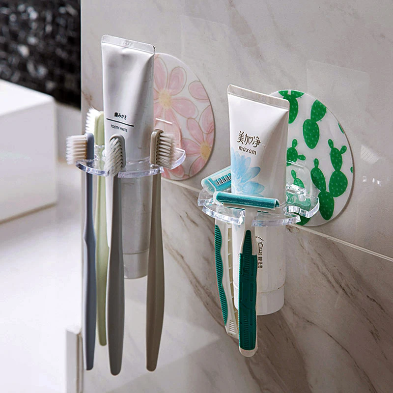 Kunststoff wand Zahnbürste Halter Zahnpasta Lagerung Rack Multi-karte Rasierer Zahnbürste Dispenser Bad Veranstalter