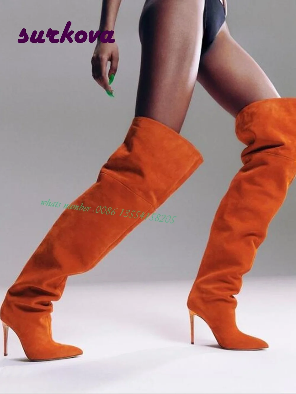 Замшевые плиссированные ботинки на шпильке 2024 новые дизайнерские женские сапоги