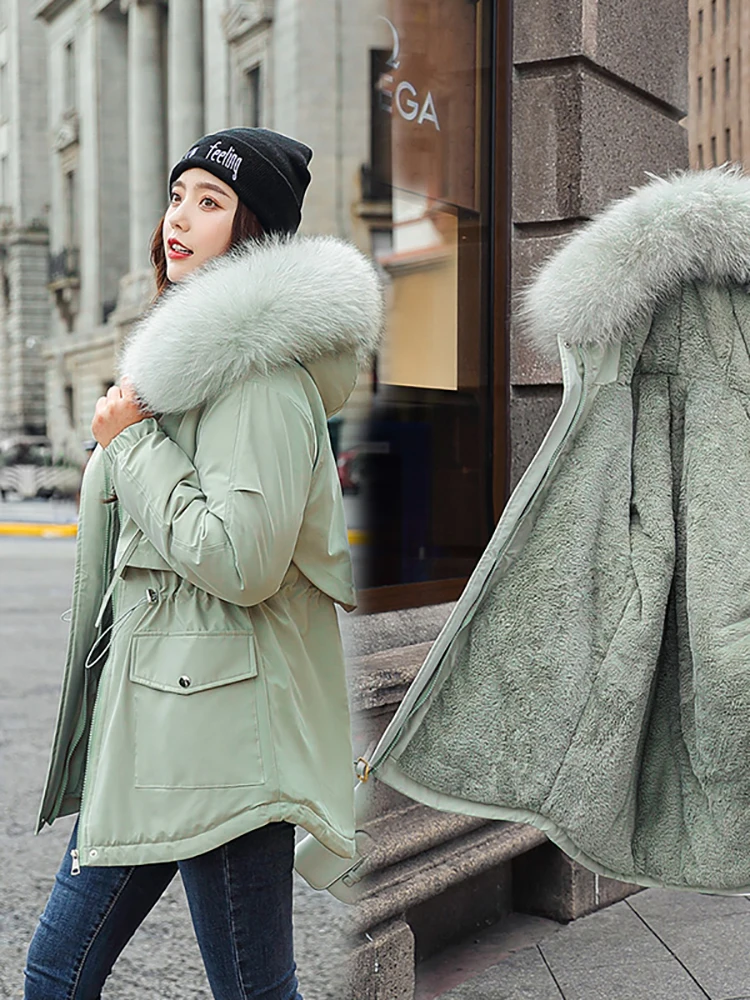 2023 New Winter Jacket Women Parkas Warm Casual Parka Clothes Long Jackets Hooded Parka Female Fur Lining Thick Mujer Coat