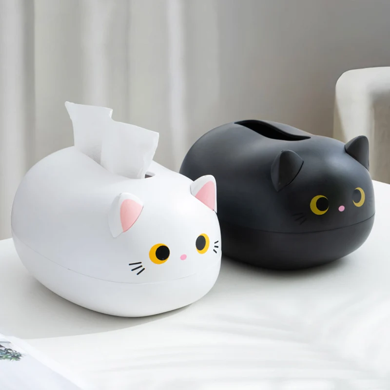 

Home Office Kitchen Tissue Box Cute Animal Kawaii Cat Toilet Paper Holder Desktop Napkin Storage Container Case Decor Organizer