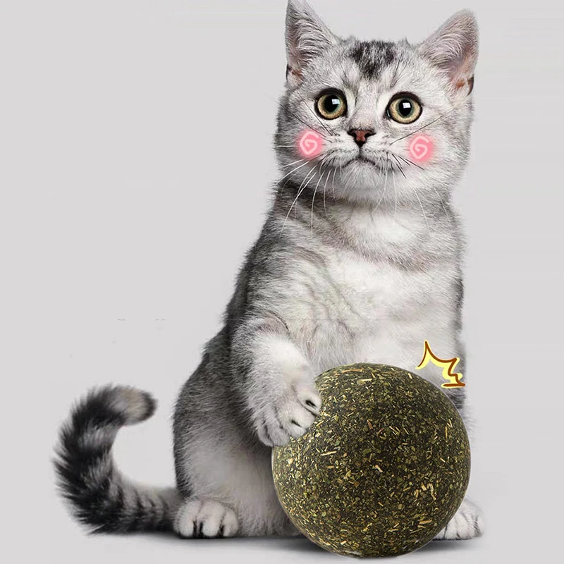 Фото Детские игрушки для кошек, мята, листья, кошки, кошачья мята, лечение съедобных зубов, вращающийся шар-головоломка №5