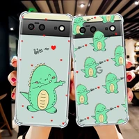 cartoon dinosaur shockproof phone case for google pixel 6 pro pixel6 pro 6pro pixel6pro lens protection soft tpu back case cover