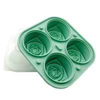 summer rose ice cube tray with lid ice ball mold 4 grid ice maker home diy silicone ice box chocolate mold kitchen gadgets