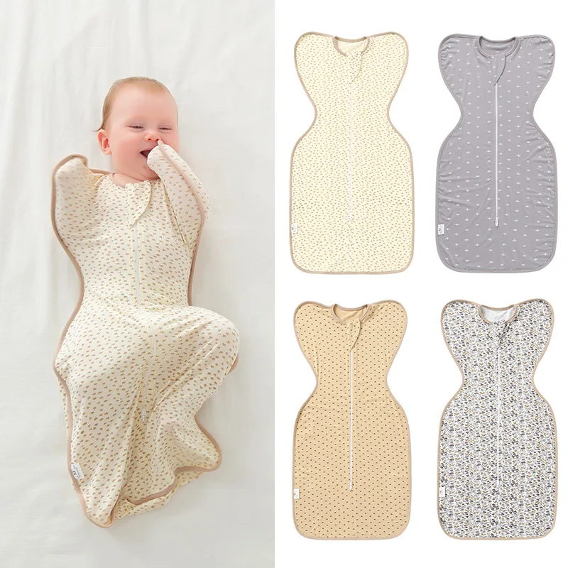 

Newborn Baby Sleeping Bags Raised Hand Anti-shock Cotton Printed Sleepsacks Swaddle Blanket New Born Baby Items Saco De Dormir