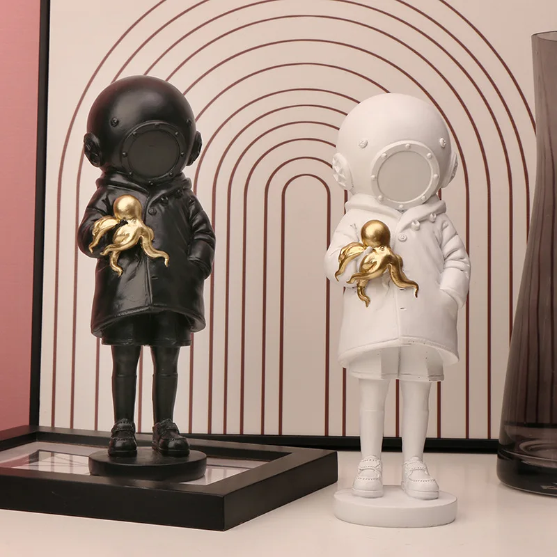 

2023 Nordic Banksy Modern Diving Girl Resin Statue Craft Home Decoration Living Room Bedroom Bookcase Sculpture Art Mesa Decor