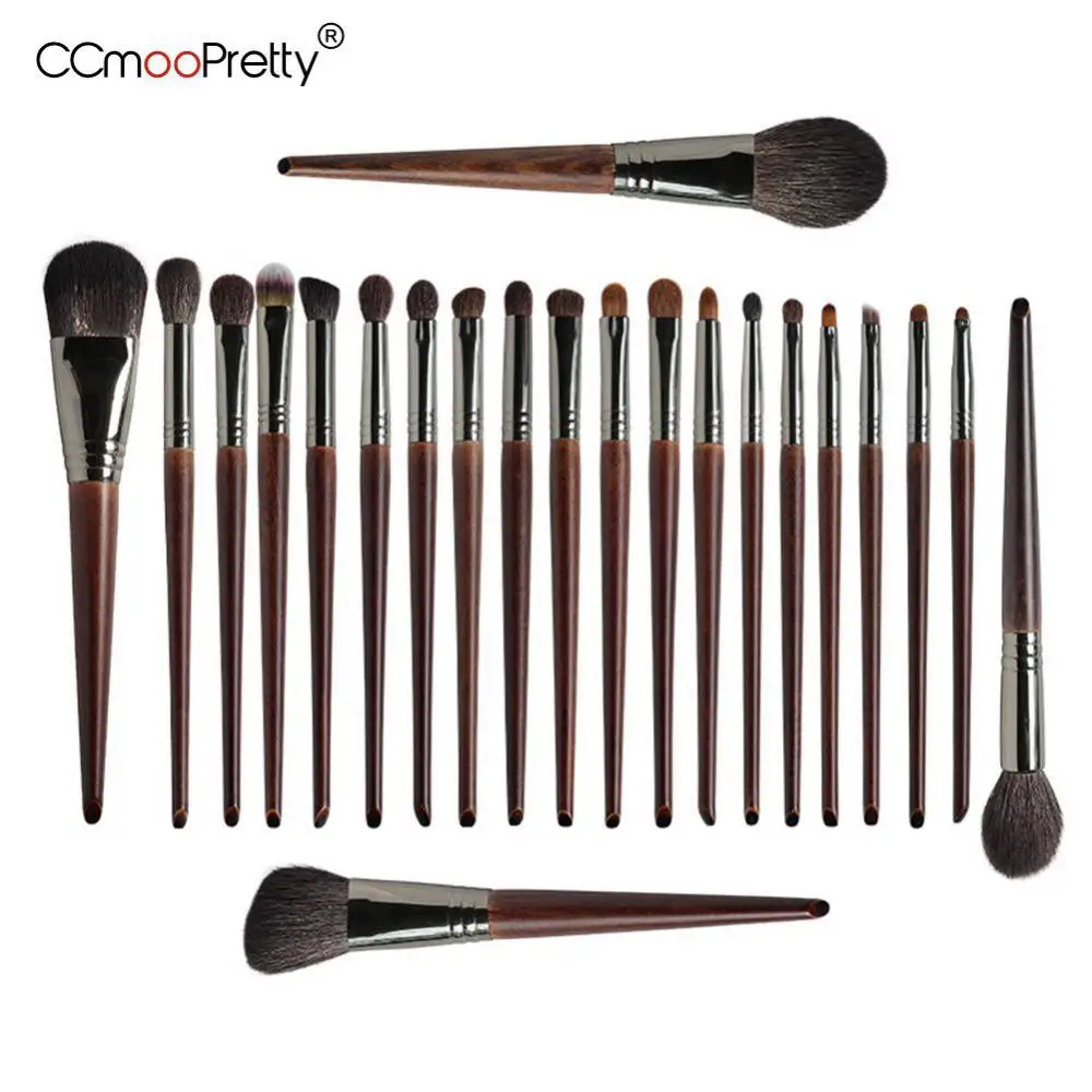 

CCmooPretty 24Pcs Natural Goat Hair Makeup Brushes Set Professional Cosmetic Kit Tools Eyeshadow Make Up Brush Brocha Blending