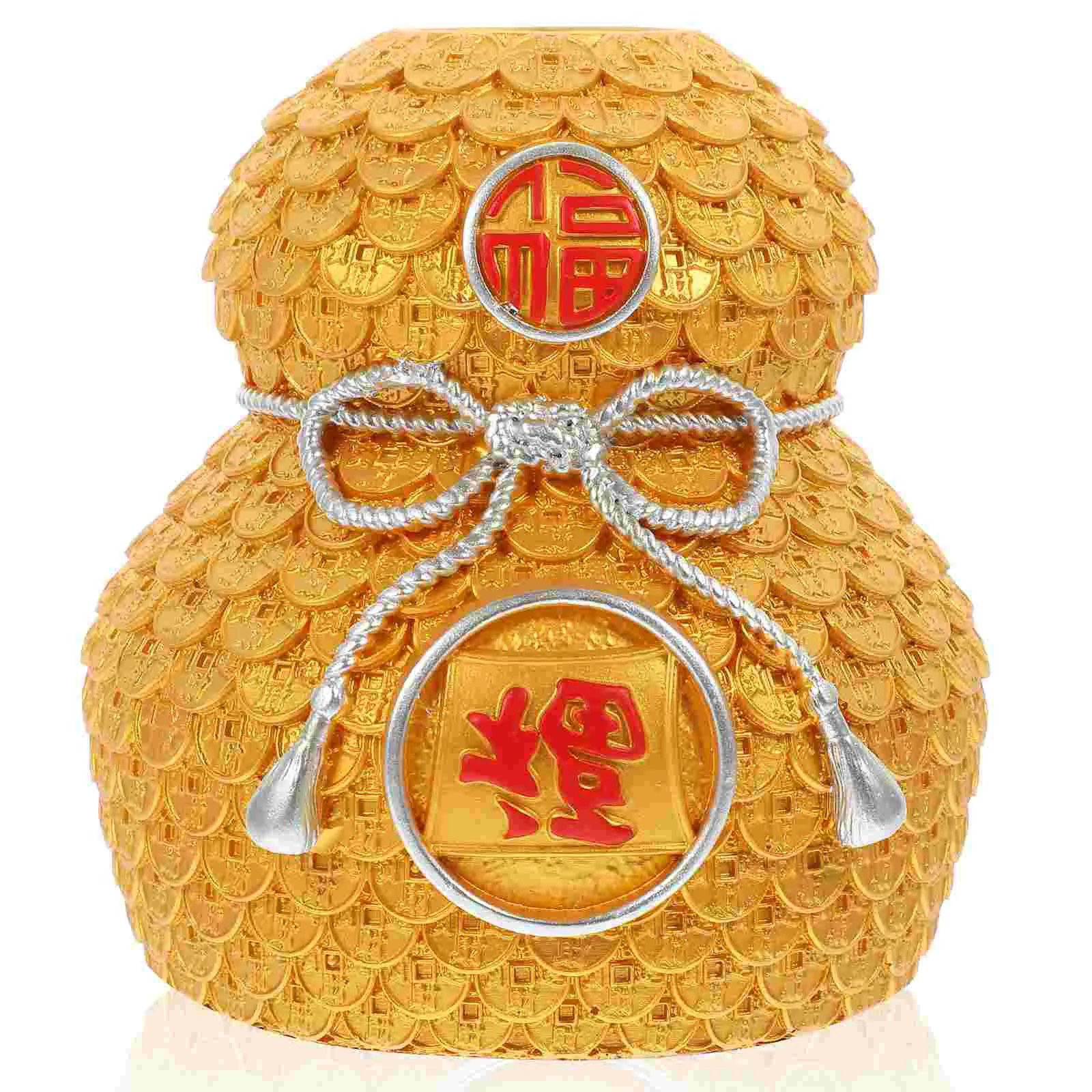 

Flower Vase Gourd Pot Holder Statue Chinese Copper Wealth Figurine Decorations Wu Lou Bank Floral Fengshui Calabash Fortune