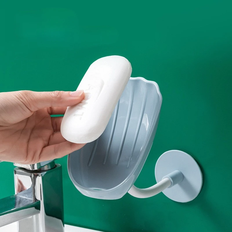 

Настенная двухцелевая мыльница в форме листа, Коробка для мыла без перфорации и наклеивания для ванной дренаж для мыла, подставка, лоток