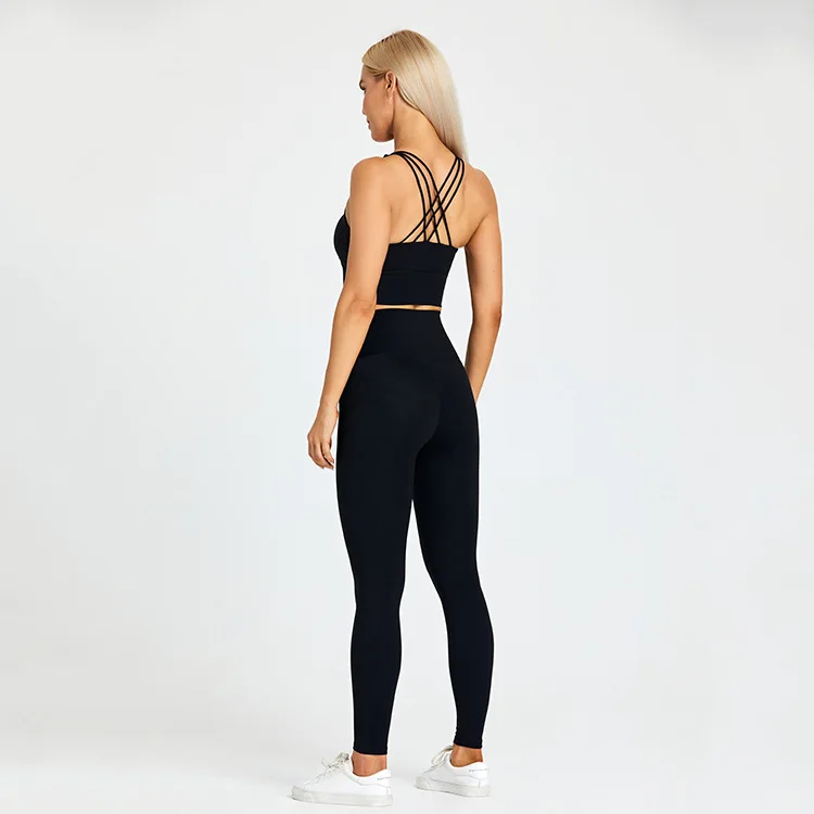 Lulu Yoga Fitness Sets Womens 2 Piece Sexy Elastic Running Tight Gym Workout Bottoms Sports Tights Light weight Breathable Bra