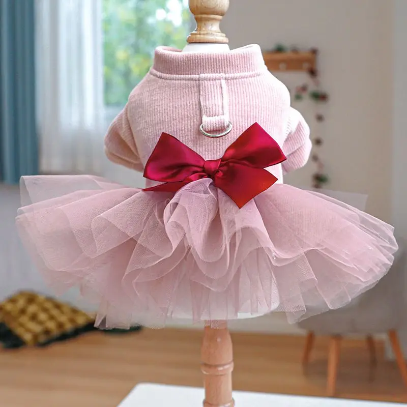 

2023 Small Dog Dress Tutu Skirt Winter Dog Pets Clothing Cat Yorkshire Terrier Pomeranian Shih Tzu Maltese Poodle Bichon Clothes