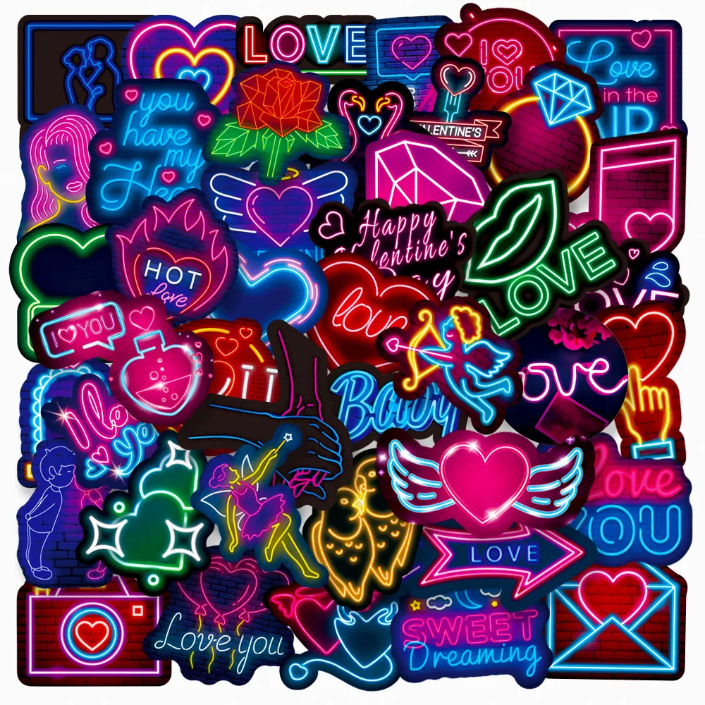 

10/30/50Pcs Neon Cartoon Stickers Charms Decal for Laptop Phone Helmet Motorbikes Guitar Skateboard Cool Stickers Cute Kids Toys