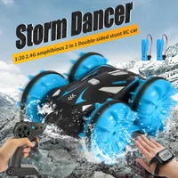 remote control car 2 4g amphibious stunt rc car double sided tumbling 360 rotate driving childrens electric toys for boys gifts