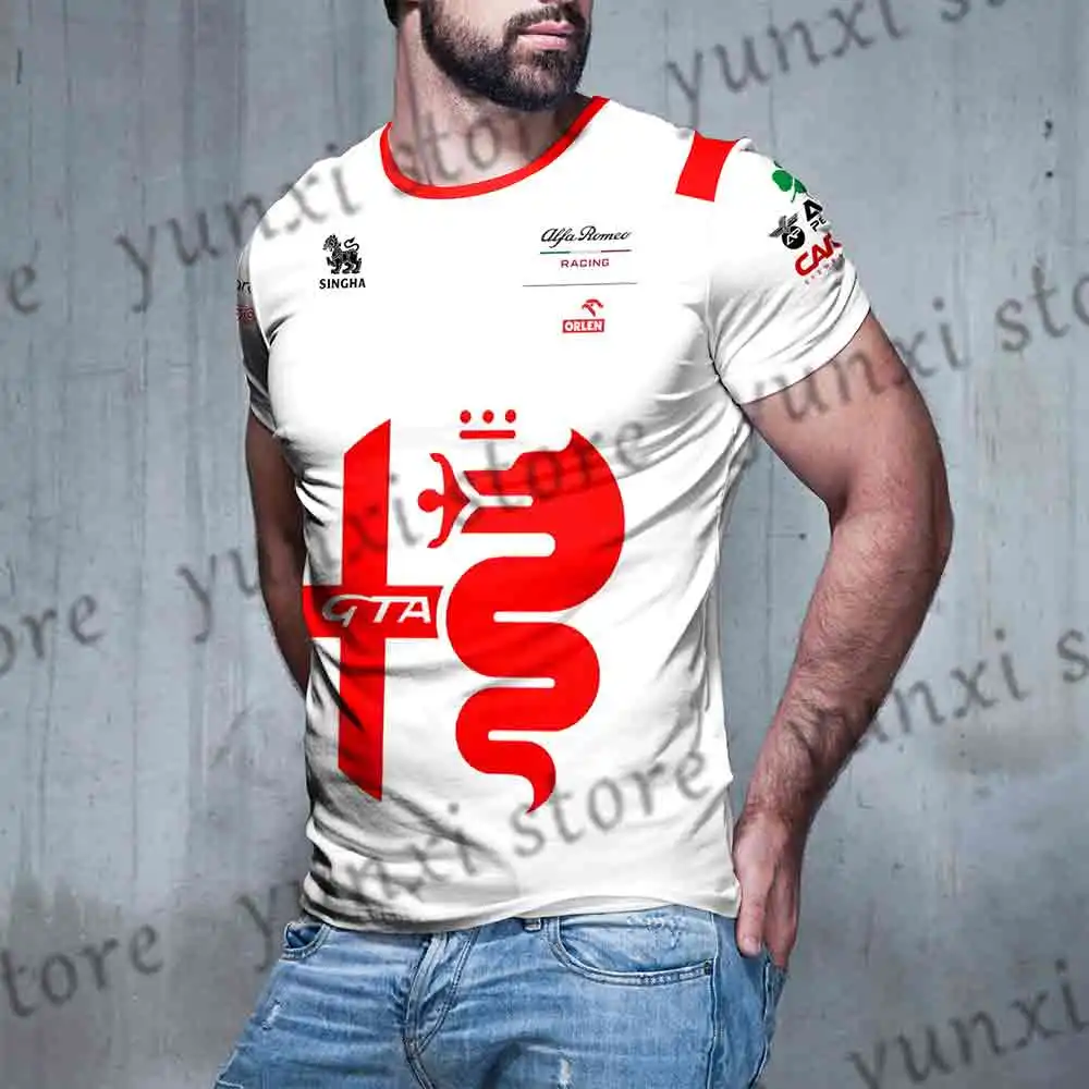 

Hot selling New F1 Car Alfa Romeo Team 2019 Commemorative T-Shirt Formula One Extreme Sports Fans Short Sleeve Large Edition